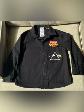 Pink Floyd Black Kids' 4T Black Button-Up Denim Jacket with Graphic Pocket